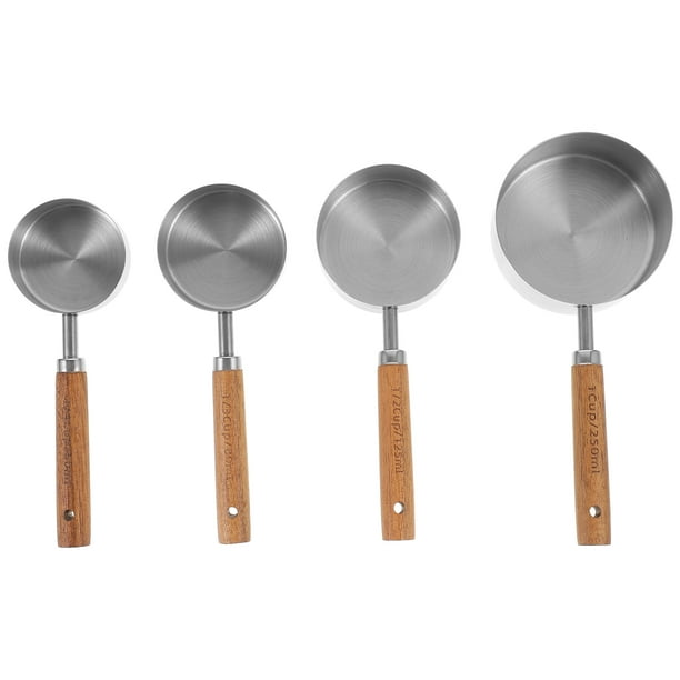 GOOHOCHY 1 juego de tazas medidoras, herramienta de medición precisa, tazas medidoras para hornear con mango de madera