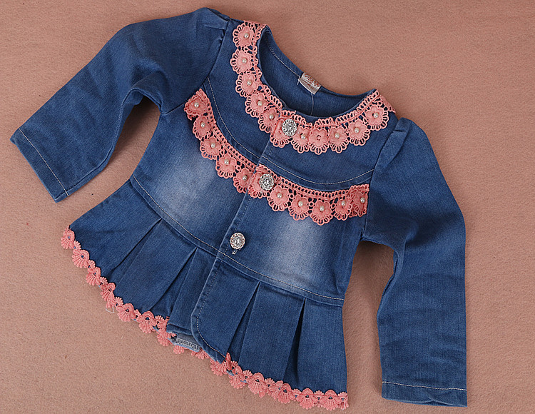 Peaoclate 6M-4Y Spring Autumn Infant Toddler Baby Girl Denim Clothing 3 pcs Sets 3 pcs Casual Outfits Lace Dress Jacket and Jeans,2-3Years,Flower-Orange