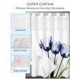 thumbnail image 2 of No Hook Shower Curtain with Snap in Liner Blue Tulip Shower Curtain -Fabric Waterproof Inner Liner, Transparent Flowers Shower Curtains Washable 72"x78", 2 of 9