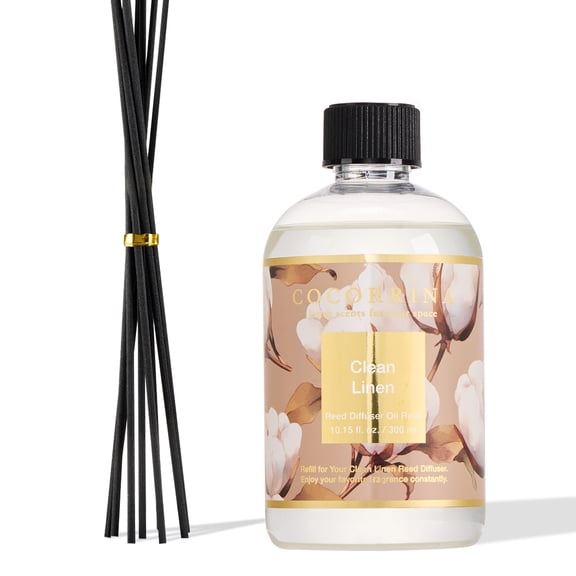 COCORRÍNA Reed Diffuser Refill 17 fl oz, Clean Linen Scented Oil with 8 Reed Sticks, Long Lasting Home Fragrance for Bedroom, Bathroom, Living Room & Office