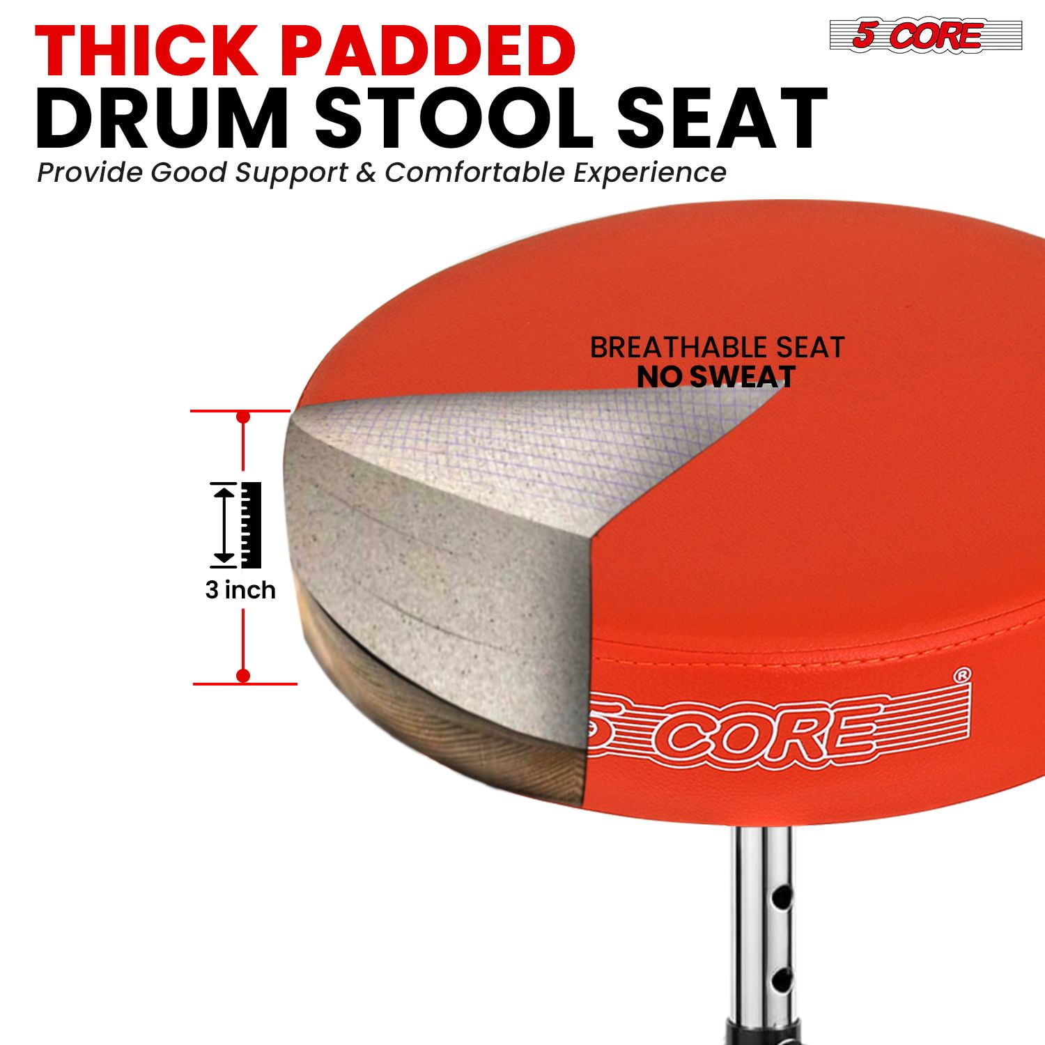 Adjustable Drum Throne & Practice Pad Combo – Height-Adjustable Kit with Snare Stand for Kids & Adults