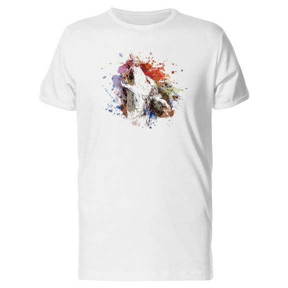 Paint Blot Howling Wolf T-Shirt Men -Image by Shutterstock, Male 3X-Large