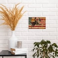thumbnail image 6 of 8x12 inch Oil Painting Canvas Riding Cowboy & Star Spangled Flag Yard Decor,Rustic Yard Garden Fence Accessory,Classic Riding Cowboy & Star Spangled Flag Vintage Style Paintings Canvas Gifts, 6 of 6