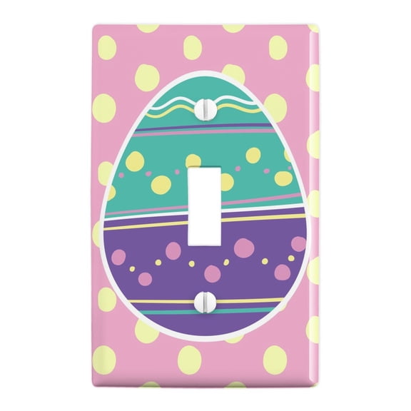 Cute Easter Egg Turquoise Purple Polka Dots Plastic Wall Decor Toggle Light Switch Plate Cover