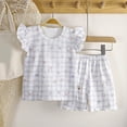 thumbnail image 2 of Quealent Toddler Girl Summer Clothes Top & Shorts Cotton Blend Eyelet Sets 2Pcs outfit (Purple, 5-6 Years), 2 of 3