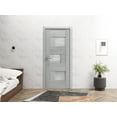 thumbnail image 6 of Solid French Pre-Hung Door Frosted Glass | Sete 6933 Light Grey Oak | Single Regular Panel Frame Trims Handle | Bathroom Bedroom Sturdy Doors -42" x 80", 6 of 7