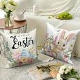 thumbnail image 6 of Happy Easter Bunny Throw Pillow Covers 18x18 Set of 4,Cute Rabbits Flower Eggs Decorative Pillow Cases for Bedroom Sofa Couch, 6 of 6