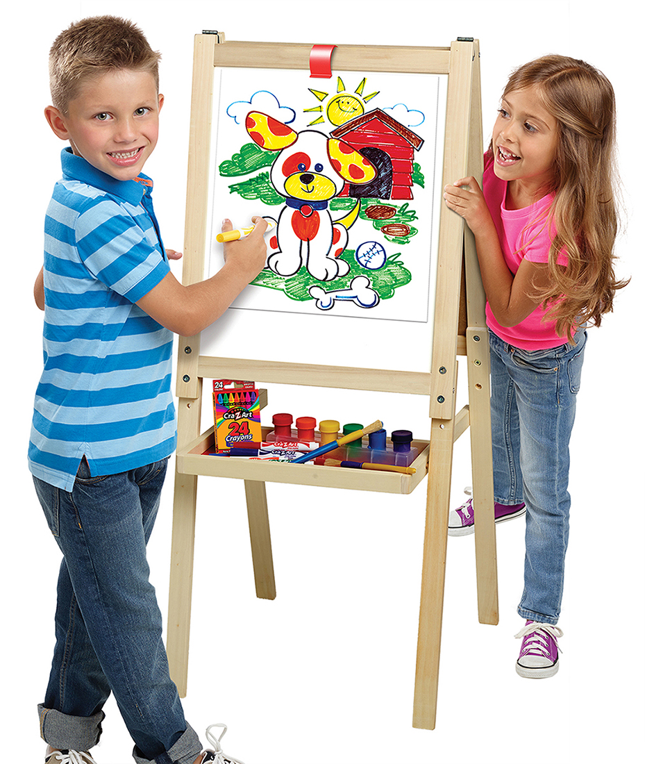 Cra-Z-Art 3-in-1 Wood Art Easel With Chalkboard, Dry Erase, & Storage
