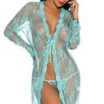 thumbnail image 7 of Womens Kimono Cardigan Swim Cover Ups 3/4 Sleeve Summer Caridgans Lightweight Long Nightgown See-Through Beach Wear, 7 of 7