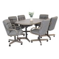 thumbnail image 5 of Caster Chair Company 7-Piece 42x[42/60] Caster Dining Set Wood Edge Laminate Table Top & Smoke Chairs, 5 of 20