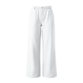 thumbnail image 6 of ClodeEU Women's Elastic Waist Straight Leg Pants,Casual Loose Trousers with Pockets White,Women's Plus M, 6 of 6