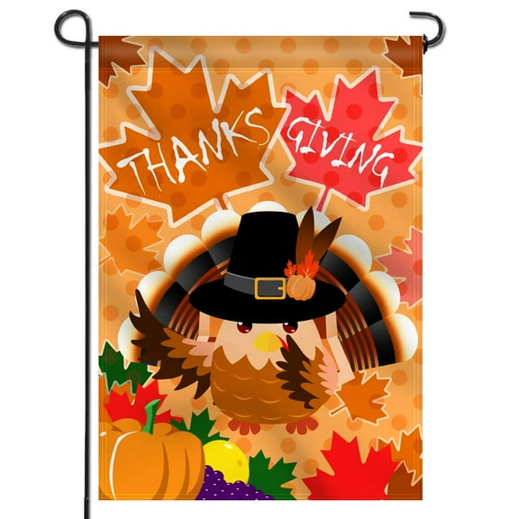 ANLEY Garden Flag Happy Thanksgiving Day - Decorative Harvest Festival Garden Flags - Double Sided & Weather Resistant & Double Stitched - 18 X 12.5 Inches
