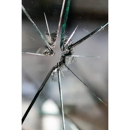 Multi Color Crack Glass - Framed Art for Your Wall Broken Hole Glass Disc Fragmented Crack Window 10x13 Frame