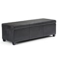 thumbnail image 2 of WyndenHall  Franklin 48-in. Wide Contemporary Rectangular Storage Ottoman Distressed Black Foam,Faux Leather Faux Leather, 2 of 5