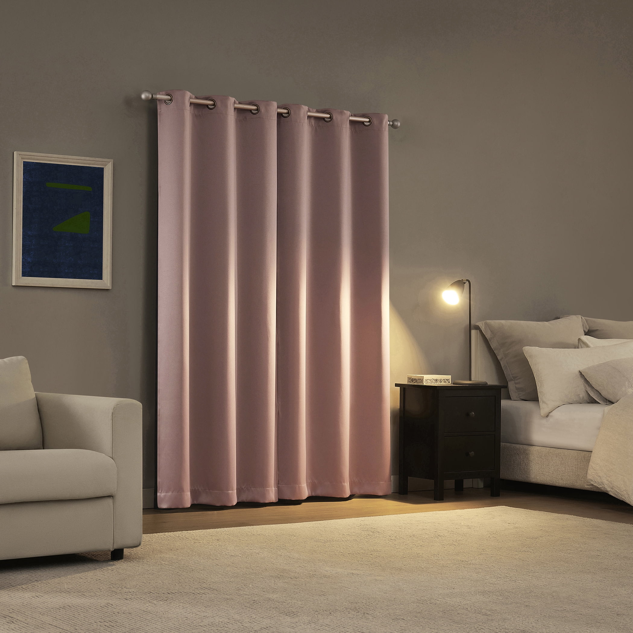 Sun Zero Graham 2-pack Magnetic Closure 100% Blackout Grommet Curtain Panel Pair, 40"W x 84"L, Mauve