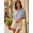 thumbnail image 4 of JYLFC Womens Shorts Summer Casual Loose Elastic Waist Drawstring Lace Boho Beach Cover Up Shorts, Apricot 2XL, 4 of 7