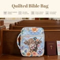 thumbnail image 7 of Xixirimido Boho Mandala Highland Cattle Print Quilted Bible Cover Case for Women Men Large Carrying Bag Book Tote Bags with Handle Bible Study Supplies Christian Gifts, Blue, 7 of 7