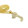 thumbnail image 4 of Stone Stud Allover Tilted Crown Initial J Pendant w/ 3mm 24" Cuban Chain Necklace, Gold-Tone, 4 of 4