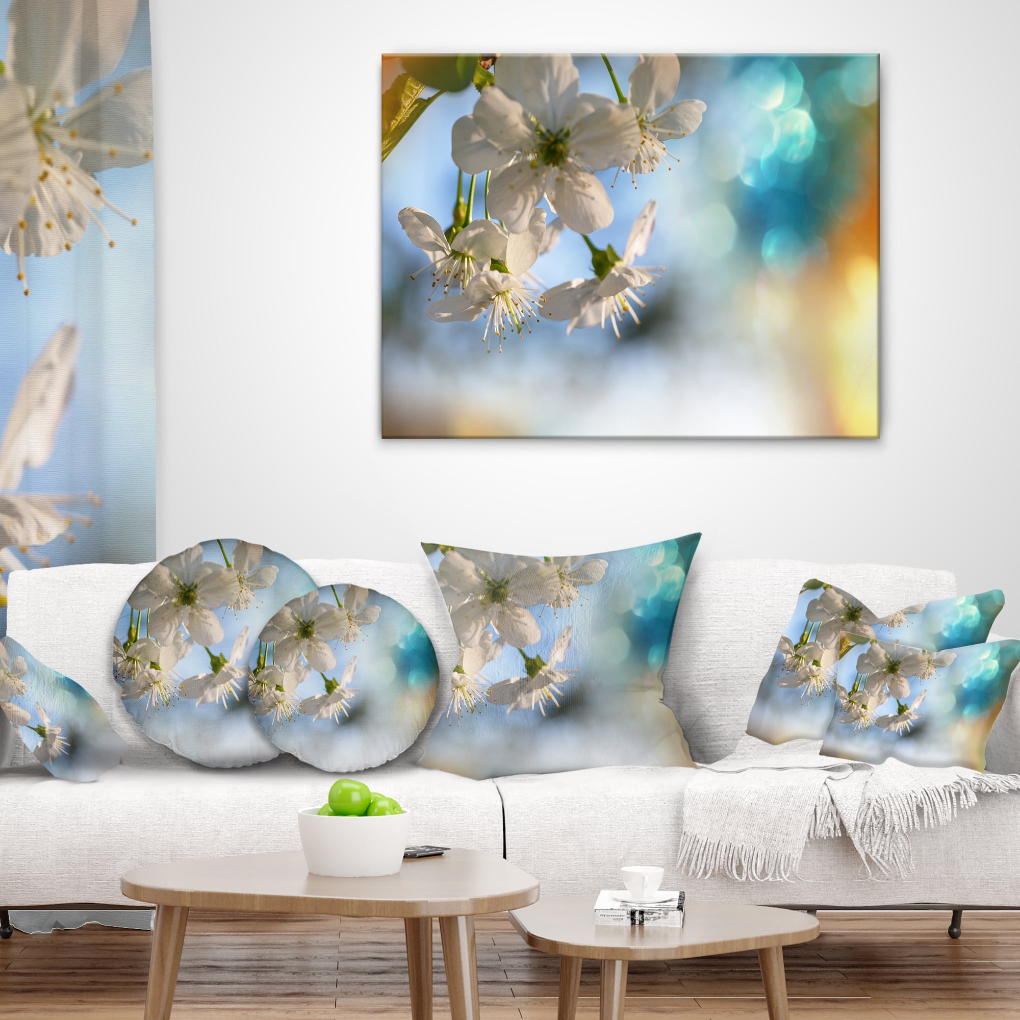 Designart 12" x 20" White Polyester Throw Pillow