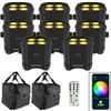 (8) Chauvet DJ EZ Link Par Q4 BT Bluetooth Quad-Color LED Pars with Infrared Remote Control & Carry Bags Package