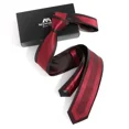 thumbnail image 5 of Yongchuantie Men's Striped Necktie Black Red Retro Geometric Pattern 2.36 Inches Slim Woven Tie + Gift Box, 5 of 7