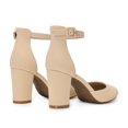 thumbnail image 4 of BURUDANI Women's Closed Toe Chunky Heels Ankle Strap Low Block Heels Round Toe Dress Bridal Wedding Pumps Shoes, 4 of 6