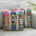 thumbnail image 3 of PRATYUS Beach Summer Holiday Theme Pillow Covers Sandbeach Colorful Flip Flops Decorative Throw Pillow Case Cushion CoverHome Sofa Decor Pillow Protectors 24x24in, 3 of 5