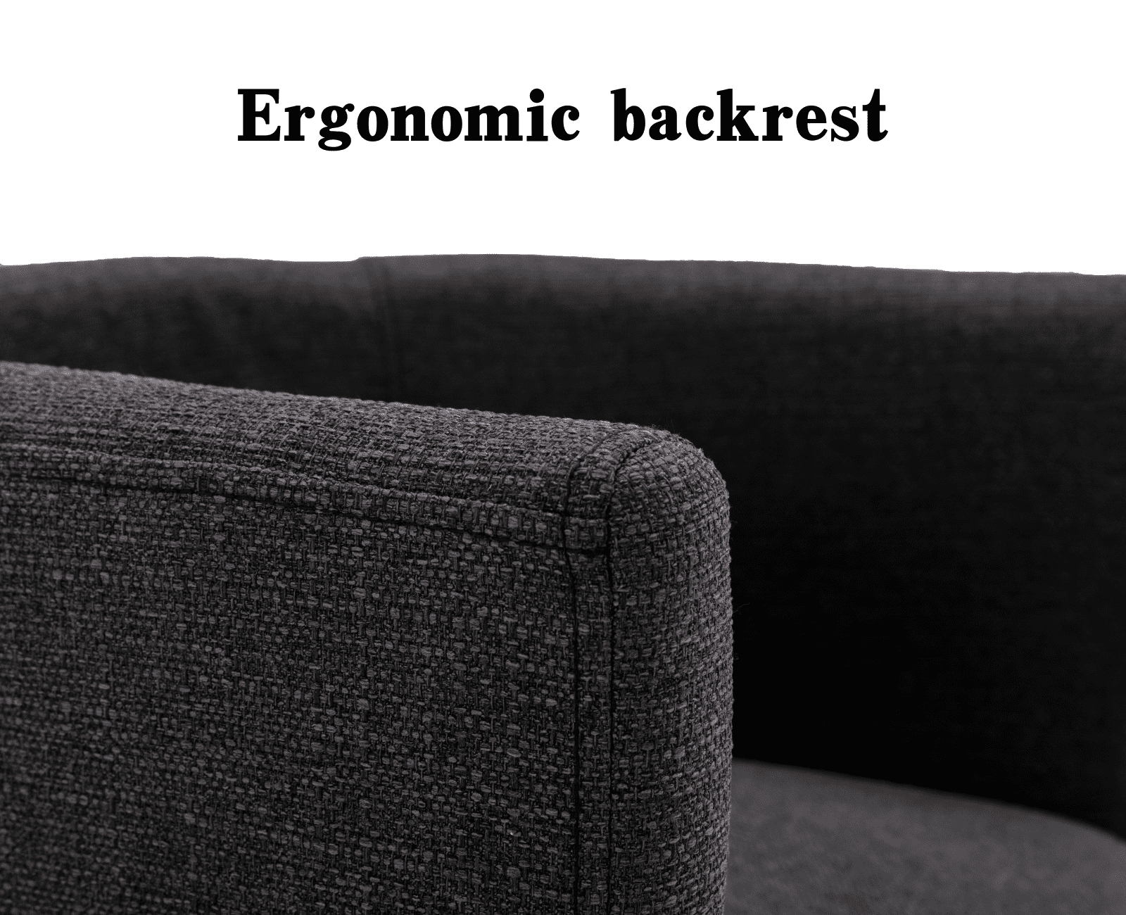 Guyou Modern Linen Dining Chair, Mid-century Upholstered Barrel Kitchen Chairs Fabric Side Chair with Metal Legs and Curved Back for Living Room Dining Room Bedroom, Charcoal