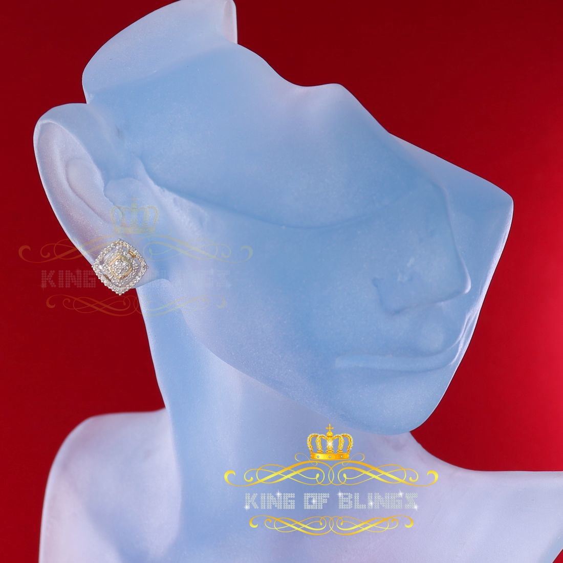 King of Bling's Aretes Para Hombre 925 Yellow Silver 0.25ct Diamond For Women's/ Men's Earrings