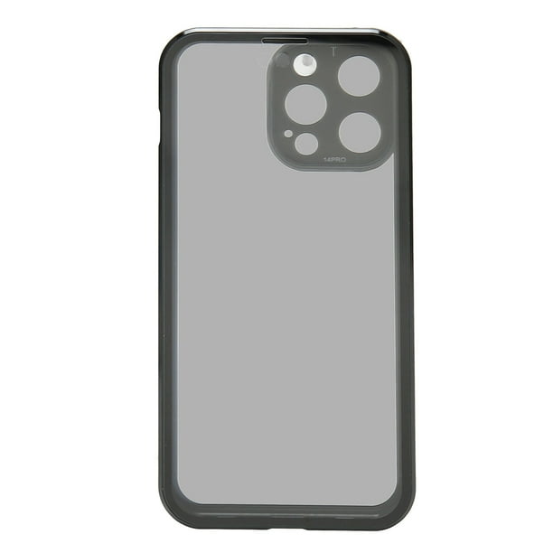 Funda magnética para iPhone 14 Pro Max compatible con Magsafe, funda de teléfono súper delgada, protector de vidrio de doble cara a prueba de golpes, color negro