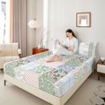 thumbnail image 2 of Manfei Boho Paisley Fitted Sheet Queen 3-Piece,Floral Plaid Dots Stripes Bedding,1 Fitted Sheet and 2 Pillowcases, 2 of 6