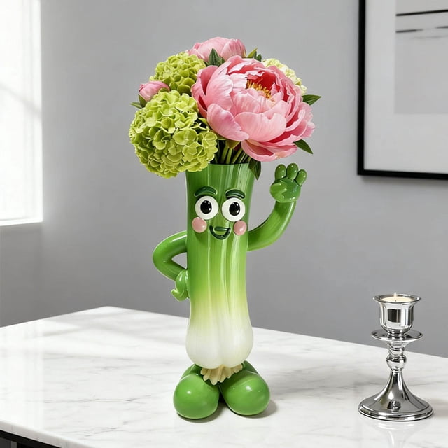 Jarrón de repollo de resina para decoración de interiores, maceta simulada de vegetales, adorno de escritorio, bajo mantenimiento, ideal para salas de estar, oficinas y cocinas.