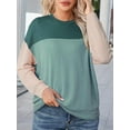 thumbnail image 3 of SHIBEVER Womens Long Sleeve Tops Color Block Crewneck Knitted Ribbed Casual Loose Pullover Shirts Fall Tops Sweatshirts Tunics Blouses Fashion Workout T-Shirts Size XL, 3 of 6
