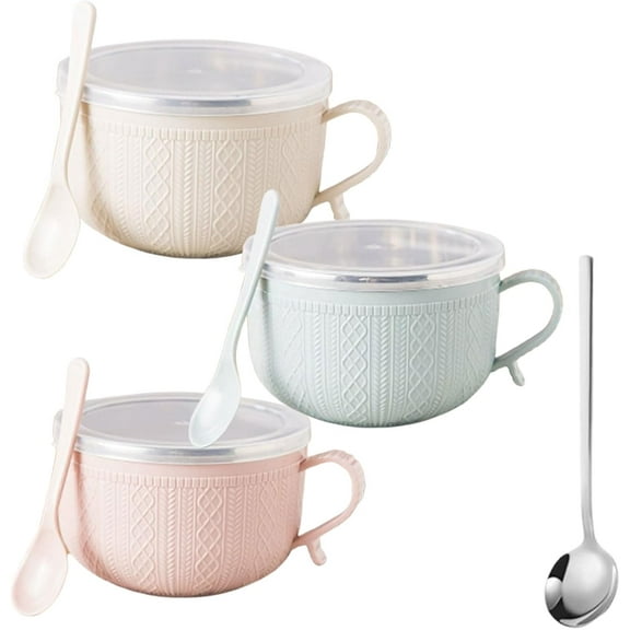 2026 New Set of (4) 25-Oz Mug Meals W/Lid-Its, 4 Piece Meal Mugs Set, Meal Mug with Lid, Round Holiday Meal Mugs for Coffee, Soups, Stews, Ideal Christmas Gift Set(MIX)