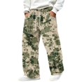 thumbnail image 3 of GrmtClth Pants for Men Camouflage Print Wide Leg Loose Casual Sweatpants Adjustable Drawstring Elastic Waist with Patch Pockets S, 3 of 7