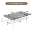 thumbnail image 6 of Modern Rectangle Coffee Table with Gray Tempered Glass Top and White Metal Legs for Living Room Elegance, 6 of 9