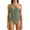 #295-Army Green, variant on Women's One Piece One Shoulder Swimsuit with Drawstring Tummy Control Bathing Suit Sexy High Cut Swim Suits