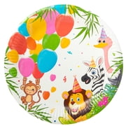 Procos Jungle Animals Birthday Party Kit with Plates, Cups, Napkins, Invitations & Tablecloth – FSC Certified