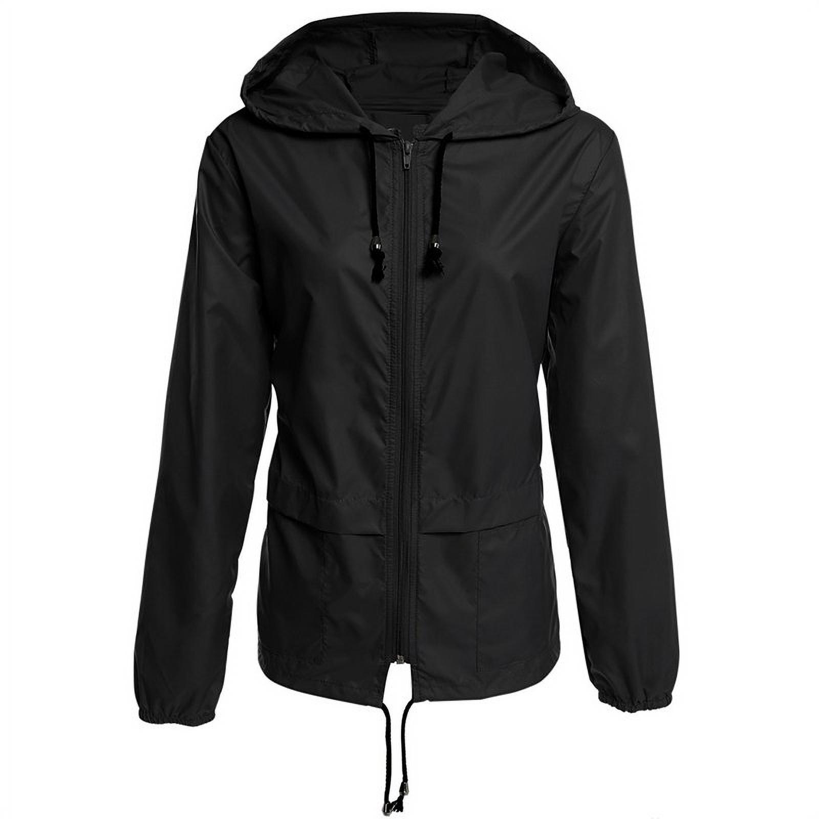 Fashion Thin Section Ladies Waterproof Clothing Hooded Drawstring Outdoor Hiking Rain Jacket Jacket - image 5 of 7