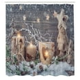 thumbnail image 2 of Ambesonne Christmas Shower Curtain, Candle Winter Holiday, 69"Wx70"L, Khaki and Grey, 2 of 4