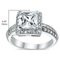 thumbnail image 5 of Metal Masters Women's 2 Carat Princess-Cut Halo Cubic Zirconia Sterling Silver 925 Wedding Engagement Ring, 5 of 8