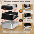 thumbnail image 3 of Caja de arena para gatos Vivifying de acero inoxidable XL con tapa negra, 3 of 9