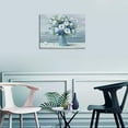 thumbnail image 6 of Vintage Flowers Canvas Wall Art Blue White Blossom Canvas Painting Retro Flowers in Vase Canvas Pictures Blue Ocean Background Artwork Prints for Bathroom Bedroom Wall Decor 16" X 12", 6 of 6