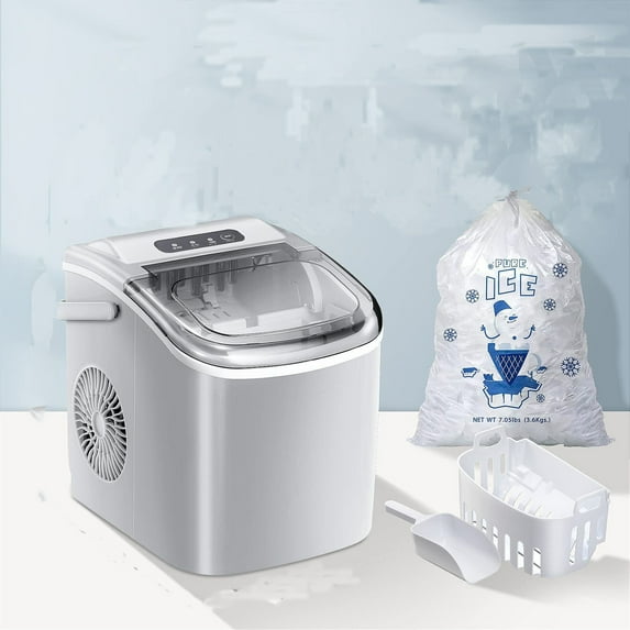 Electric Portable Compact Countertop Automatic Ice Cube Maker Machine with Visible Window and Ice Scoop 26lbs/Day