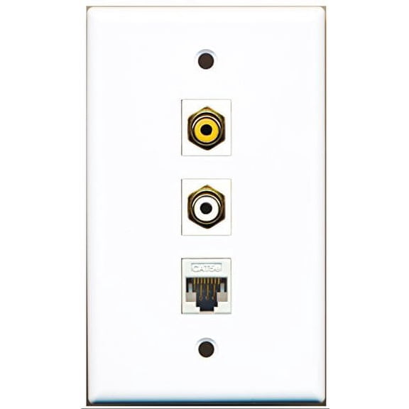 RiteAV - 1 Port RCA White and 1 Port RCA Yellow and 1 Port Cat5e Ethernet White Wall Plate