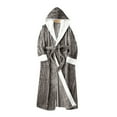 thumbnail image 6 of Clearance! robes for women terry cloth robes for women Women's Housecoat Soft Warm Hooded Robe Long Fuzzy Housecoat With Hood Big sales Grey, 6 of 6