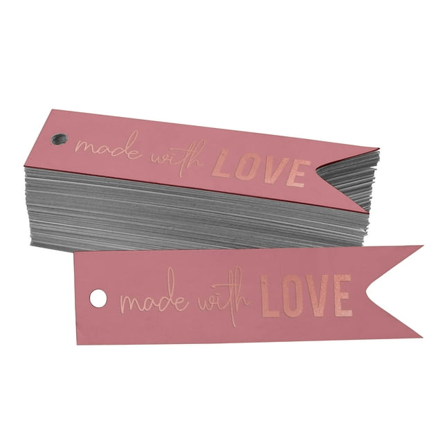 Inkdotpot Made With Love Text Bottle Tag Real Rose Gold Foil Favor Hang Tags Pack Of 50