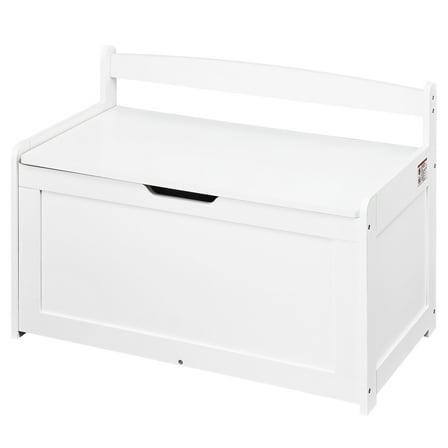 KFFKFF Children's Wooden Storage Chest, Flip-Top Lid with Safety Hinge, Spacious Toy Box, 32.68x17.91x24.02", Ideal for Playrooms, Bedrooms, Living Spaces, White