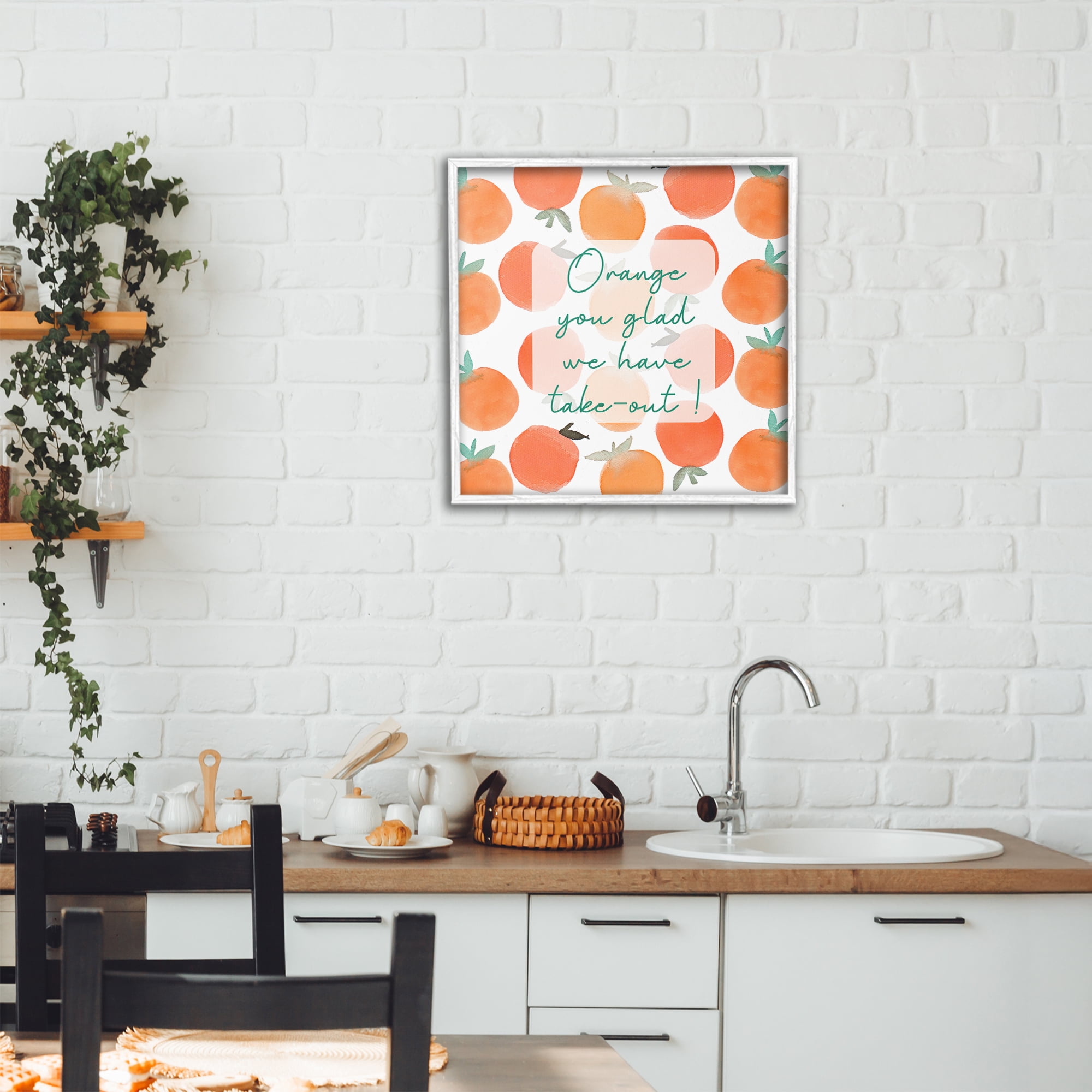 Stupell Industries Orange You Glad White Framed Giclee Art, design by Emily Navas