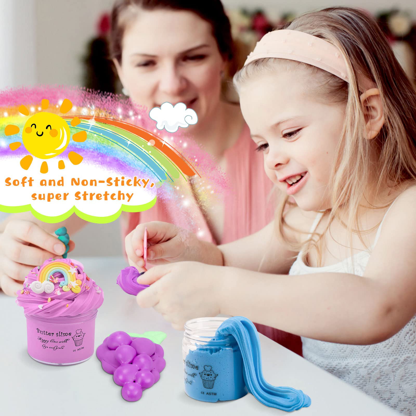 Cloud Slime Kit for Kid 5 6 7 8 Year Old Toy for Girl Boy Age 5-10 Birthday  Present for 6 7 8 9 10 Years Old Butter Slime Supplies Stress Relief